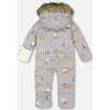 One-Piece Baby Snug Snowsuit Designed for Car Seat, Gray Bear Print - Snowsuits - 4