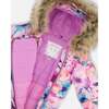 One-Piece Baby Play Snowsuit Designed for Car Seat, Pink Watercolor Flower Print - Snowsuits - 5
