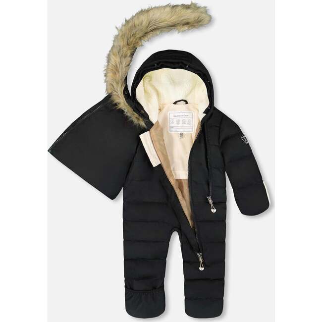 One-Piece Baby Snug Snowsuit Designed for Car Seat, Black - Snowsuits - 2