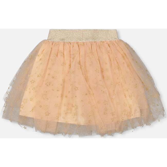 Multi Layer Glittering Mesh Skirt, Beige - Skirts - 2