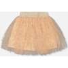 Multi Layer Glittering Mesh Skirt, Beige - Skirts - 2