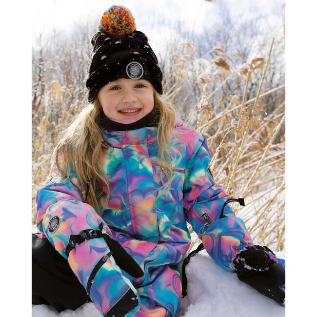 One-Piece Play Snowsuit, Rainbow Heart Print - Snowsuits - 3