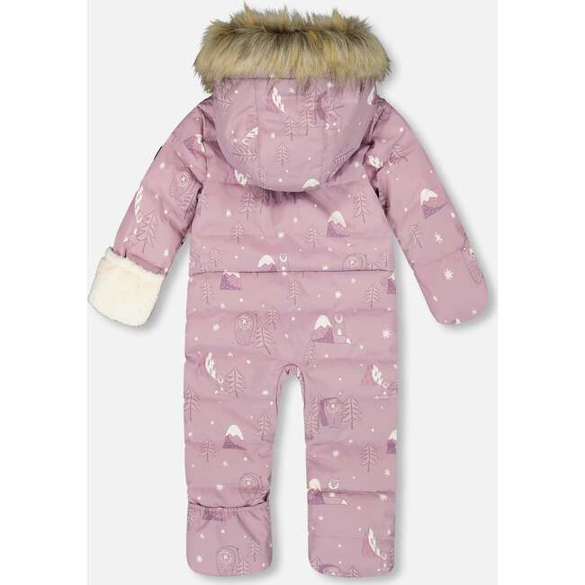 One-Piece Baby Snug Snowsuit Designed for Car Seat, Purple Bear Print - Snowsuits - 4