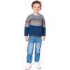 Norwegian Jacquard Knit Sweater, Blue and Cream - Sweaters - 2