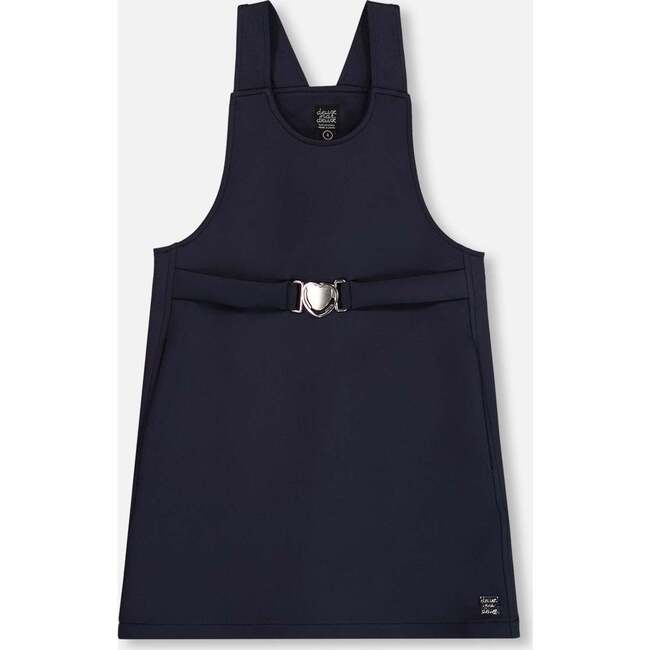 Milano Jumper Dress Navy Blue with Buckle Detail, Navy Blue