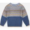 Norwegian Jacquard Knit Sweater, Blue and Cream - Sweaters - 3