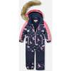 One-Piece Play Snowsuit, Navy Unicorn Print - Snowsuits - 3