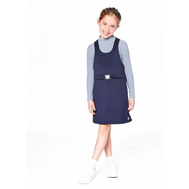Milano Jumper Dress Navy Blue with Buckle Detail, Navy Blue - Dresses - 2