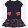 Milano Dress Navy Blue with Plaid Flounce, Navy Blue - Dresses - 1 - thumbnail