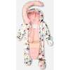 One-Piece Baby Play Snowsuit Designed for Car Seat, Off-White Flower Print - Snowsuits - 4