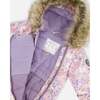 One-Piece Baby Play Snowsuit Designed for Car Seat, Lilac Cat Print - Snowsuits - 5