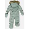 One-Piece Baby Play Snowsuit Designed for Car Seat, Sage Animal Print - Snowsuits - 4