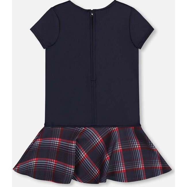 Milano Dress Navy Blue with Plaid Flounce, Navy Blue - Dresses - 2