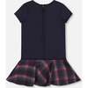 Milano Dress Navy Blue with Plaid Flounce, Navy Blue - Dresses - 2