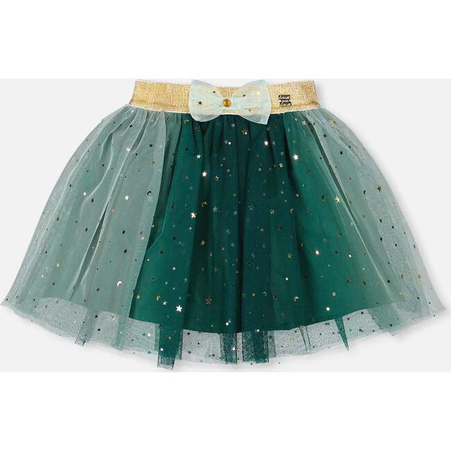 Mesh Skirt with Bow, Forest Green