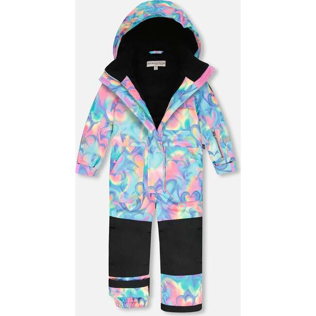 One-Piece Play Snowsuit, Rainbow Heart Print - Snowsuits - 5