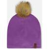 Mid-Season Jersey Removable Pompom Hat, Lavender - Winter Hats - 1 - thumbnail