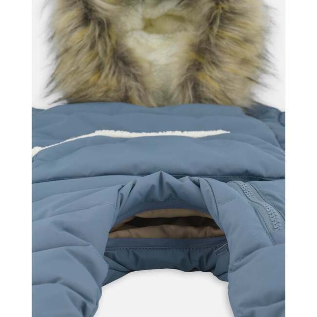 One-Piece Baby Snug Snowsuit Designed for Car Seat, Dark Gray Blue - Snowsuits - 6