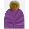 Mid-Season Jersey Removable Pompom Hat, Lavender - Winter Hats - 2