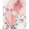 One-Piece Baby Play Snowsuit Designed for Car Seat, Off-White Flower Print - Snowsuits - 6