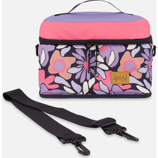 Lunch Box, Black Retro Flower Print