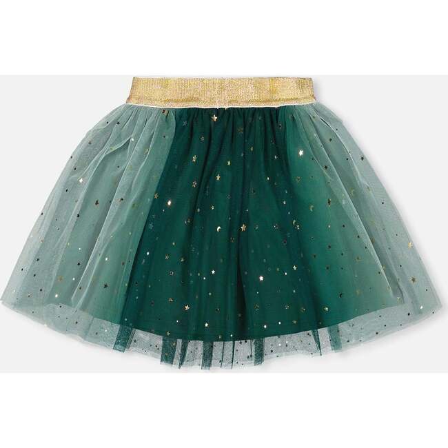 Mesh Skirt with Bow, Forest Green - Skirts - 3