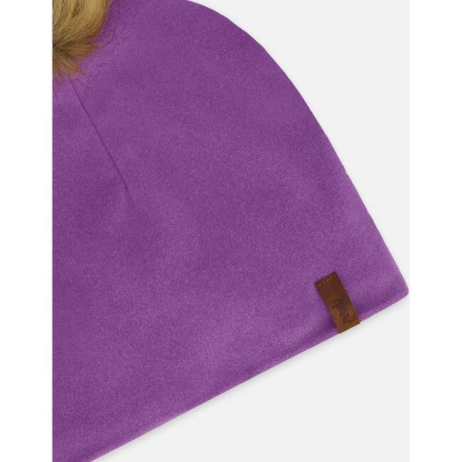 Mid-Season Jersey Removable Pompom Hat, Lavender - Winter Hats - 3