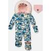 One-Piece Baby Play Snowsuit Designed for Car Seat, Green Cat Print - Snowsuits - 1 - thumbnail