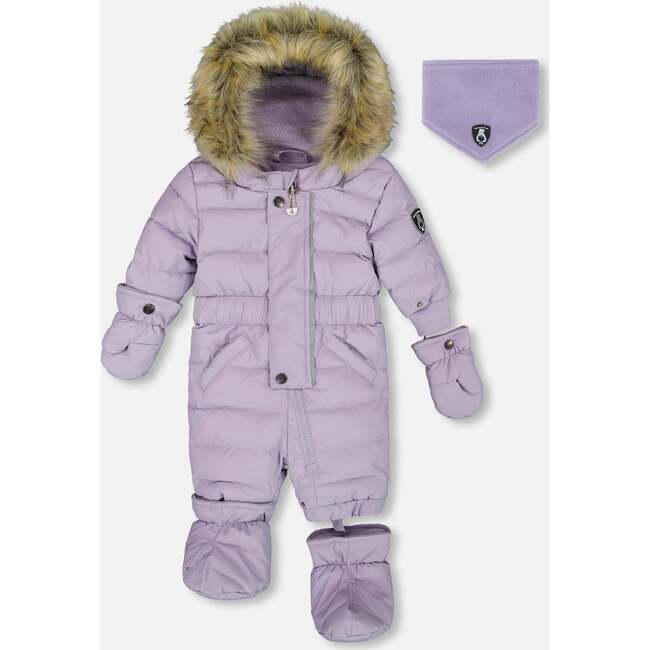 One-Piece Baby Original Puffy Snowsuit, Purple Gray