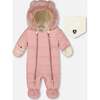 One-Piece Baby Layette Snowsuit Designed for Car Seat, Dusty Pink - Snowsuits - 1 - thumbnail