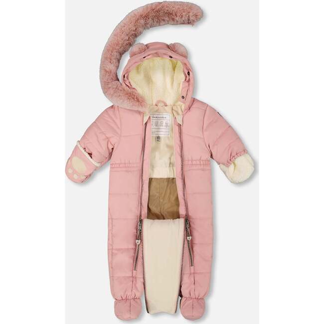 One-Piece Baby Layette Snowsuit Designed for Car Seat, Dusty Pink - Snowsuits - 2