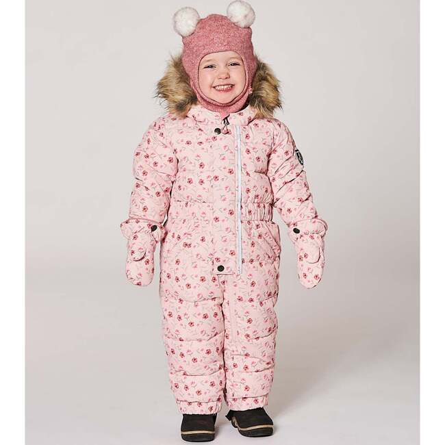 One-Piece Baby Original Puffy Snowsuit, Pink Mini Flowers - Snowsuits - 2
