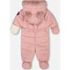 One-Piece Baby Layette Snowsuit Designed for Car Seat, Dusty Pink - Snowsuits - 3