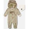 One-Piece Baby Layette Snowsuit Designed for Car Seat, Green Animal Print - Snowsuits - 1 - thumbnail