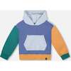 Long Sleeve Colorblocked Hooded Fleece Sweatshirt Blue, Colorblock Blue - Sweatshirts - 1 - thumbnail