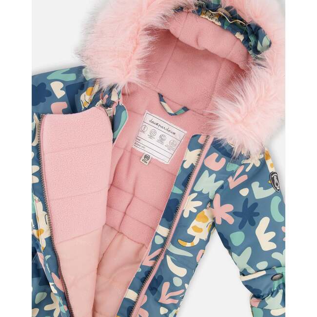 One-Piece Baby Play Snowsuit Designed for Car Seat, Green Cat Print - Snowsuits - 5