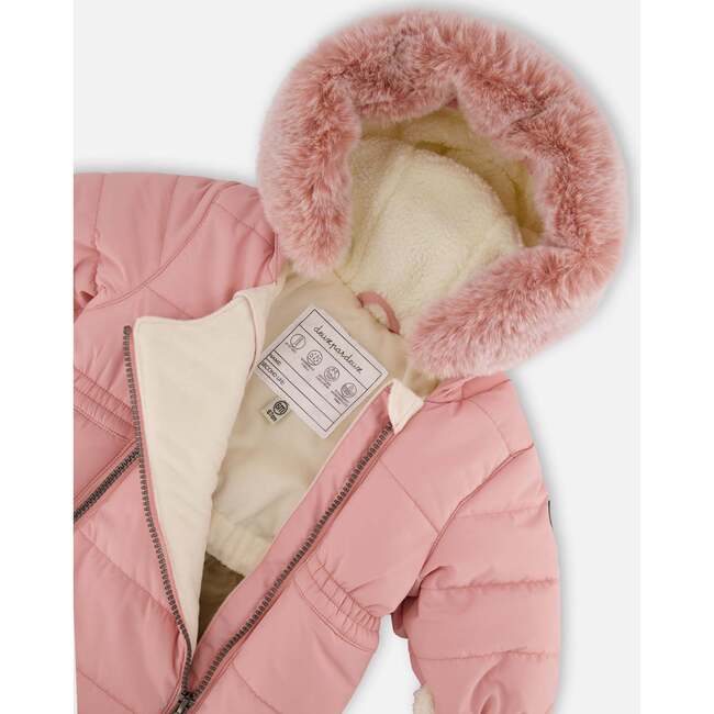 One-Piece Baby Layette Snowsuit Designed for Car Seat, Dusty Pink - Snowsuits - 4
