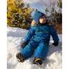 One-Piece Baby Play Snowsuit Designed for Car Seat, Blue Gradient Dinosaur Print - Snowsuits - 3