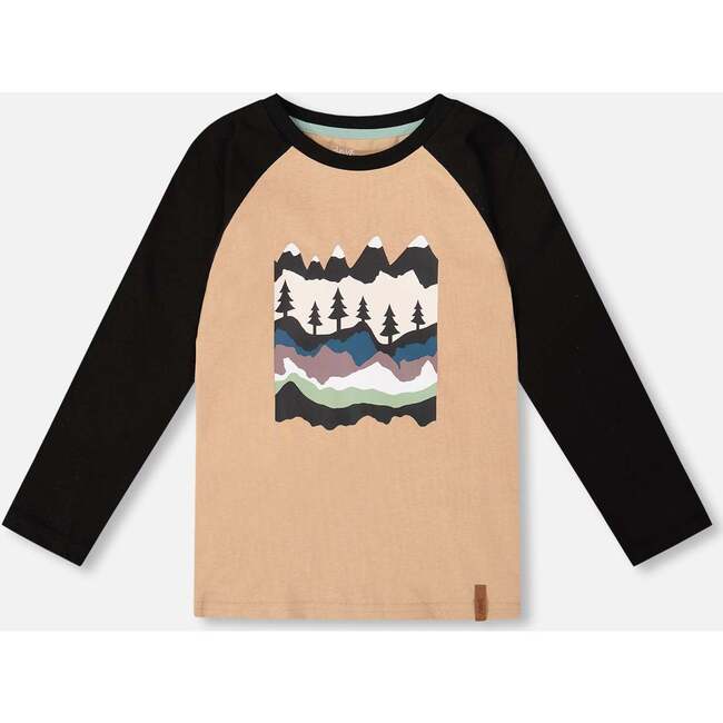 Long Raglan Sleeve Jersey Tee, Beige