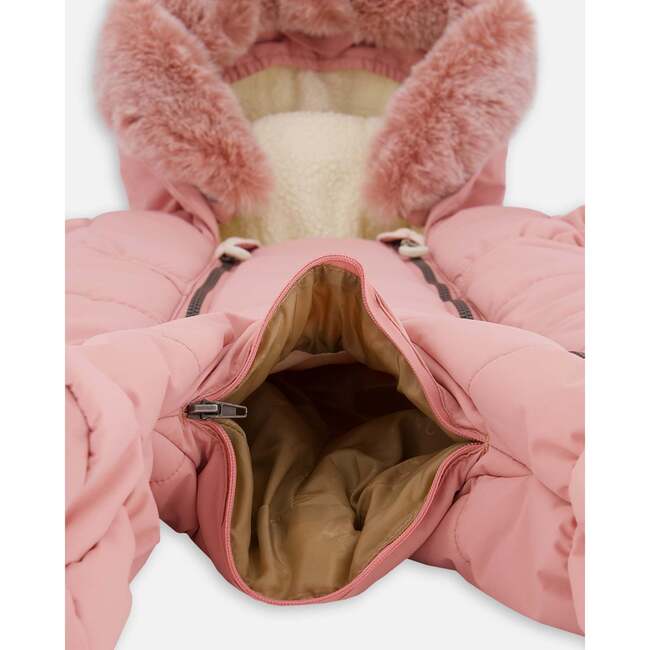 One-Piece Baby Layette Snowsuit Designed for Car Seat, Dusty Pink - Snowsuits - 5