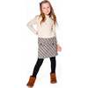 Long Sleeve Bi-Material Mock Neck Dress and Plaid, Beige - Dresses - 3