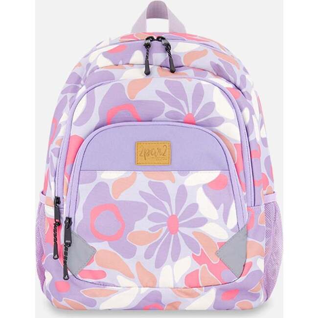 Little Kids Backpack, Lilac Retro Flower Print