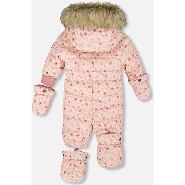 One-Piece Baby Original Puffy Snowsuit, Pink Mini Flowers - Snowsuits - 4