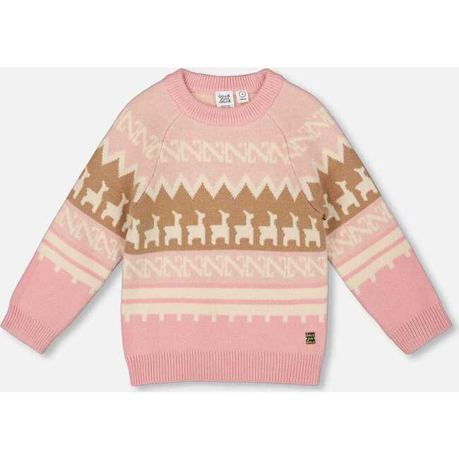 Llama Jacquard Sweater, Dusty Pink