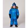 One-Piece Baby Play Snowsuit Designed for Car Seat, Blue Gradient Dinosaur Print - Snowsuits - 4