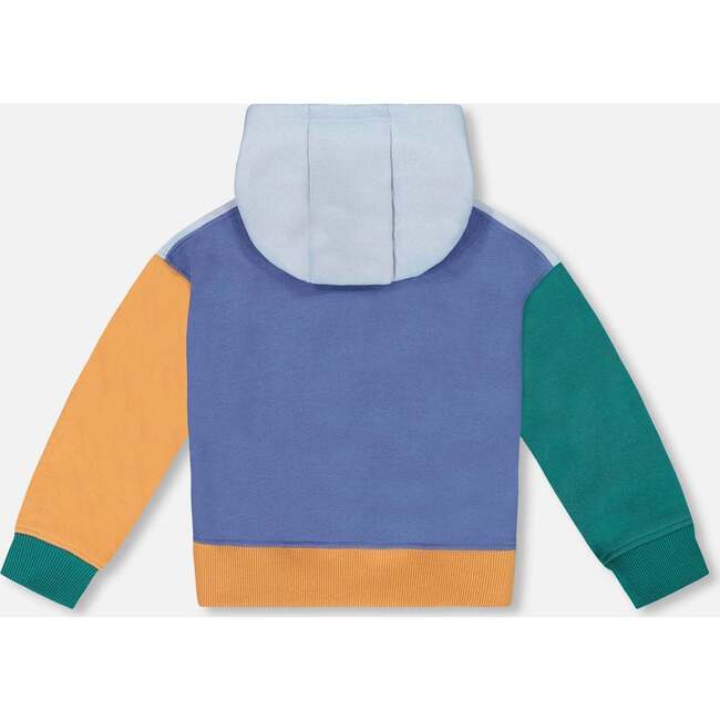 Long Sleeve Colorblocked Hooded Fleece Sweatshirt Blue, Colorblock Blue - Sweatshirts - 4