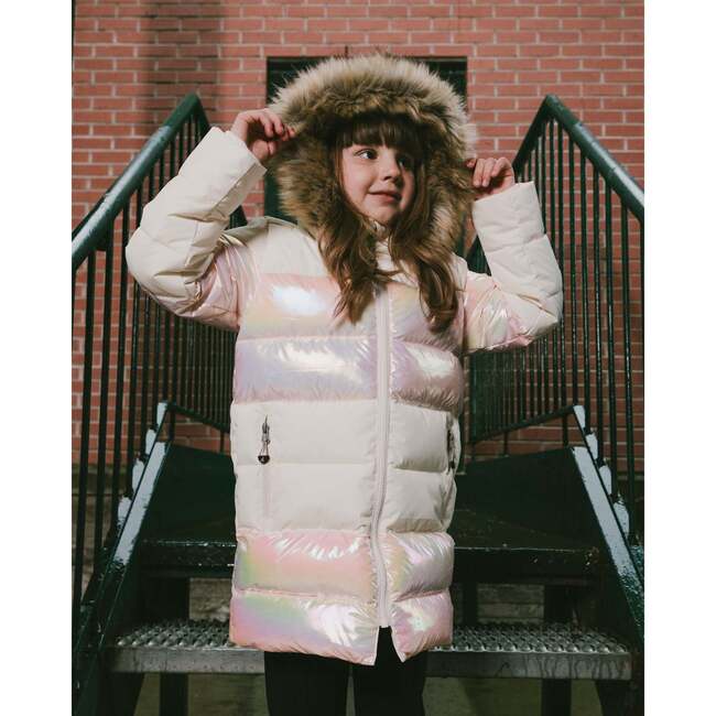 Long Metallic Puffy Winter Coat White, White Asparagus - Jackets - 3