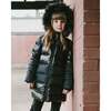 Long Metallic Puffy Coat, Black - Jackets - 2