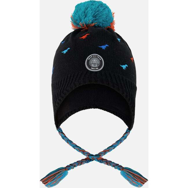 Lined Winter Peruvian Knit Hat with Pompom, Black