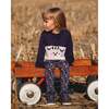 Long Bi-Material Top with Cat, Dark Blue - Sweatshirts - 2